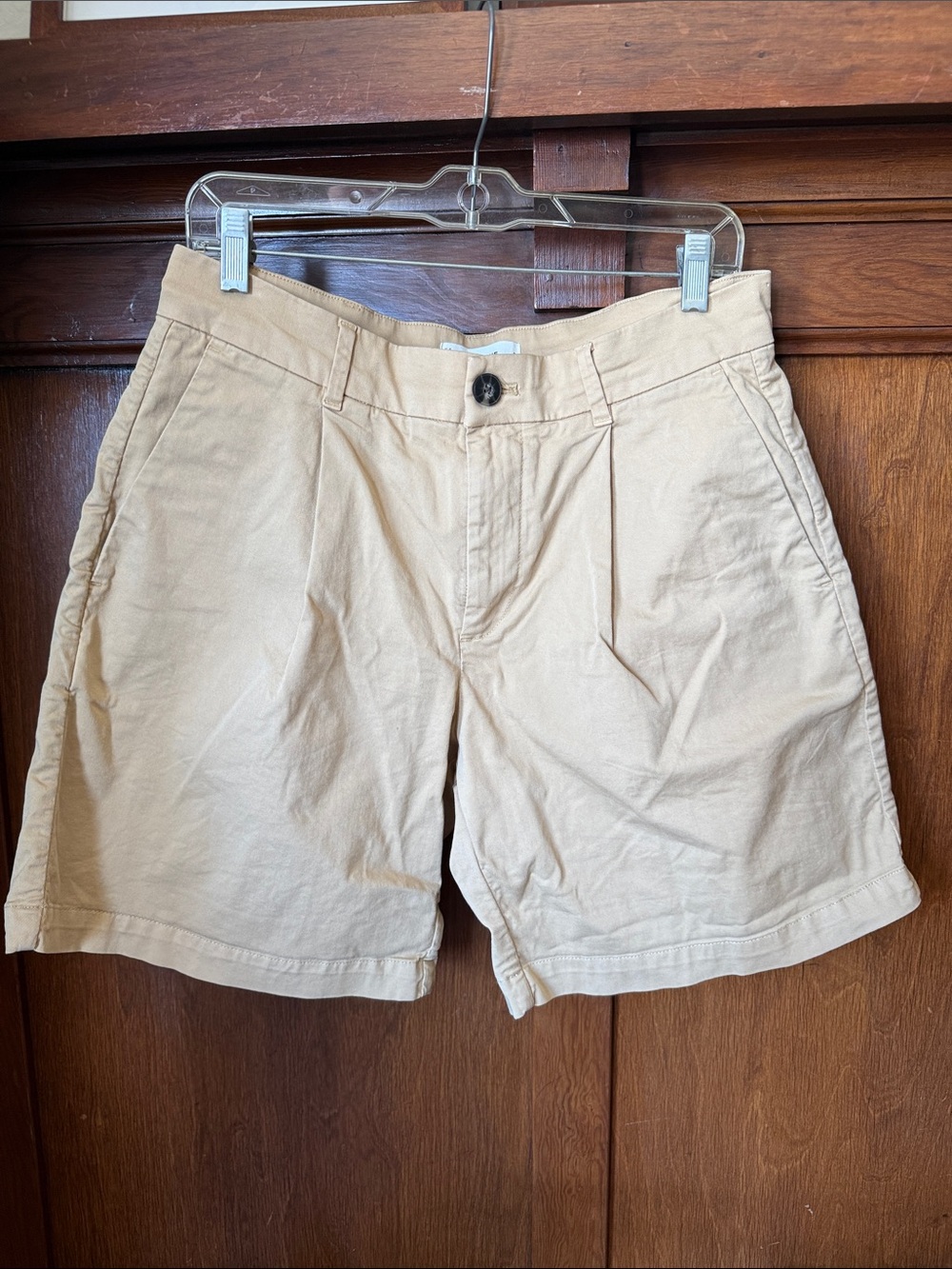Everlane Khaki Chino Tan Women's Pleated Cotton Shorts